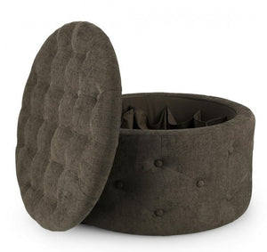 Pouf Contenitore Porta Scarpe Ø 70x40 cm Ernestine in Tessuto Timo