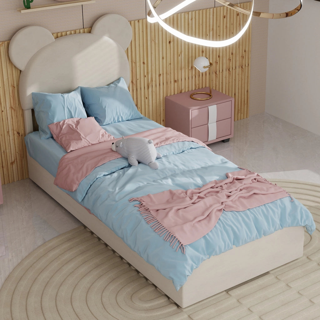 Letto Contenitore 90x200 cm; Letto Singolo - Box con Sollevamento Pneumatico - Beige