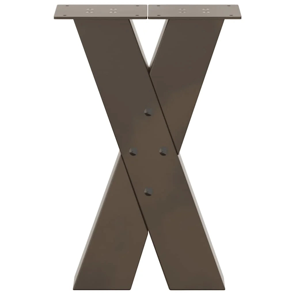 Set di 2 gambe regolabili per tavolino da caffè a forma di X 38 x 42 cm design moderno acciaio naturale 02_0057227