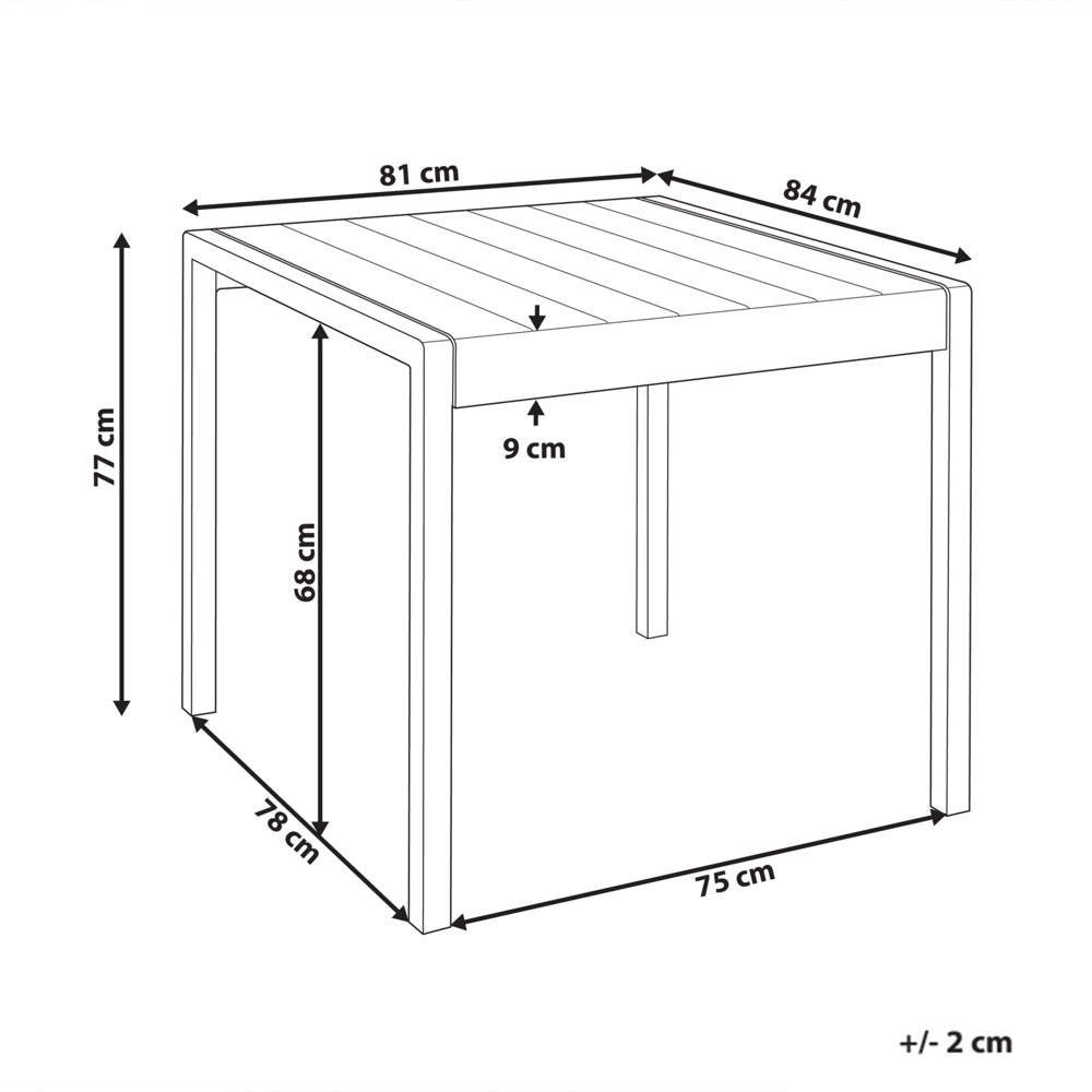 Tavolo da pranzo da giardino Telaio sintetico beige 4 posti resistente alle intemperie Patio esterno