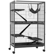 Gabbia per Animali Domestici con Ruote ¨C zephmum ¨C Grigio 80x52x128 cm
