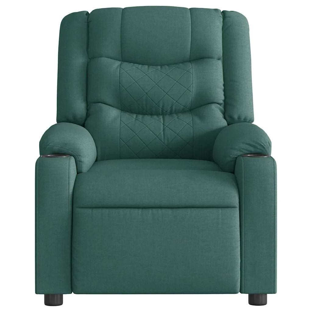 vidaXL Poltrona Elettrica Reclinabile Verde Scuro in Tessuto
