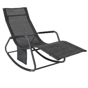 SoBuy Dondolo da Giardino Sedia a Dondolo da Esterno Lettino Prendisole con Tasca Laterale Poltrona da Giardino Sdraio per Patio Balcone Campeggio Spiaggia Nero/Grigio 143x57x85 cm OGS47-MS