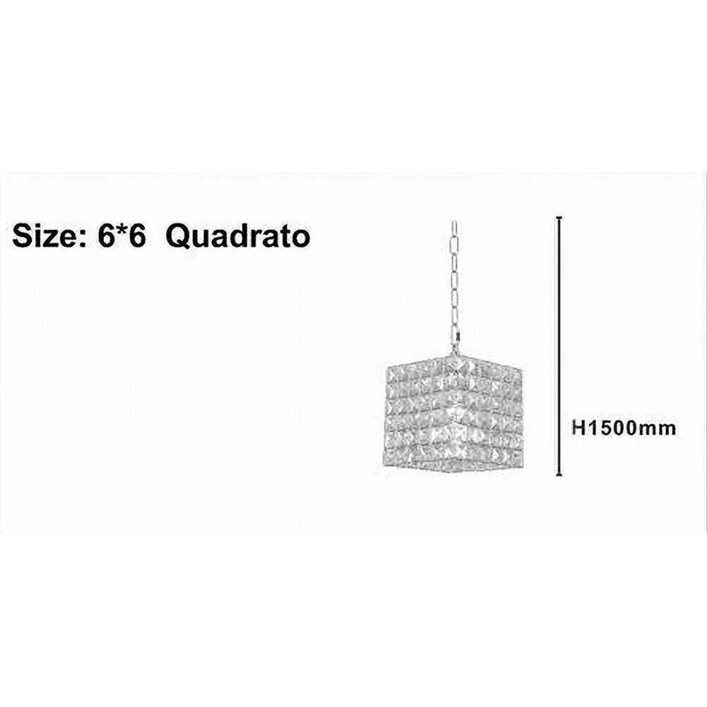 Trade Shop - Lampadario Sospeso Cubo Con Cristalli Lampada Luce E27 Argento Quadrato 32323 -