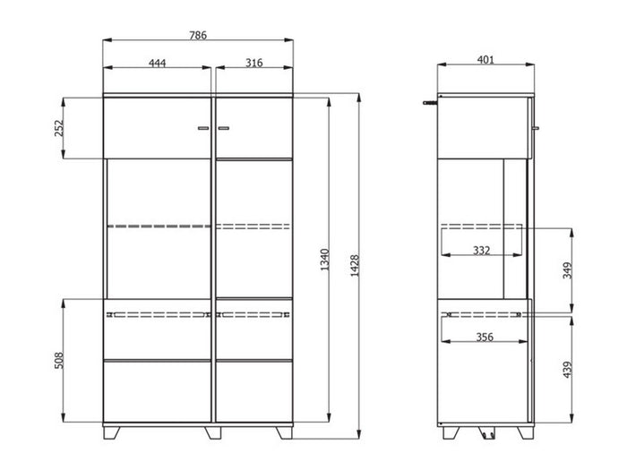 Mobile Espositore Suello, Vetrina 4 Ripiani, 78.5x40x143h cm Bianco