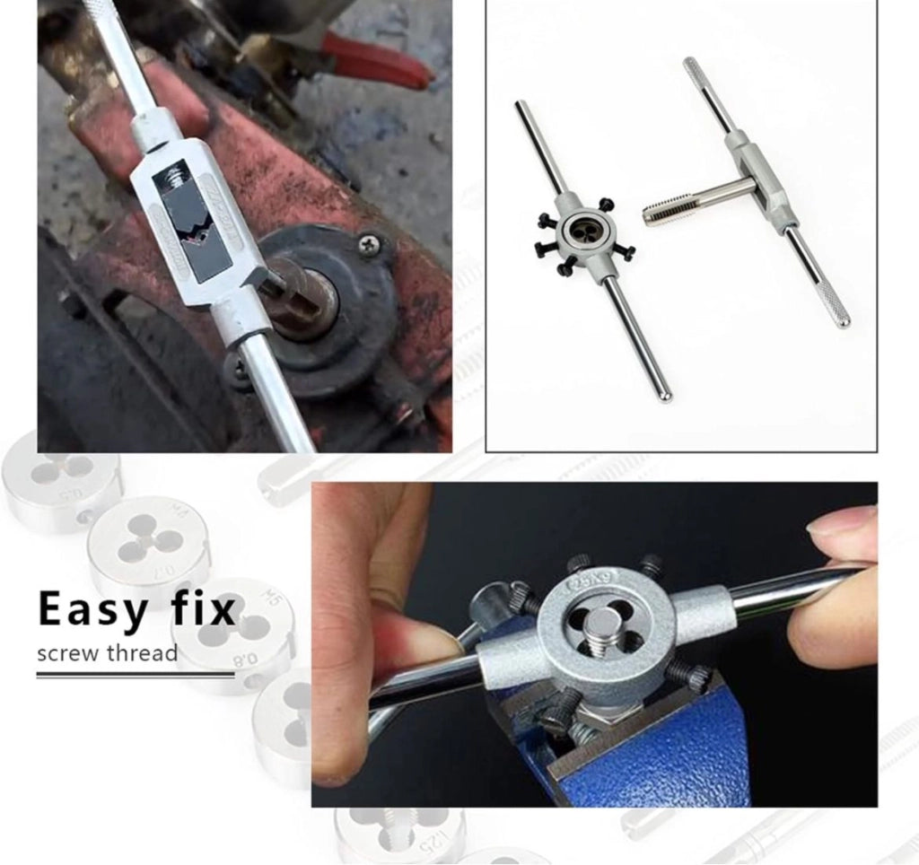 KIT FILIERA 32 PEZZI PER FILETTATURA MASCHI M12 M10 M8 M6 M5 M4 M3