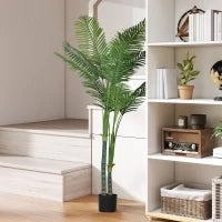 Pianta artificiale interna a palma, con vaso in plastica, altezza 180 cm, Verde