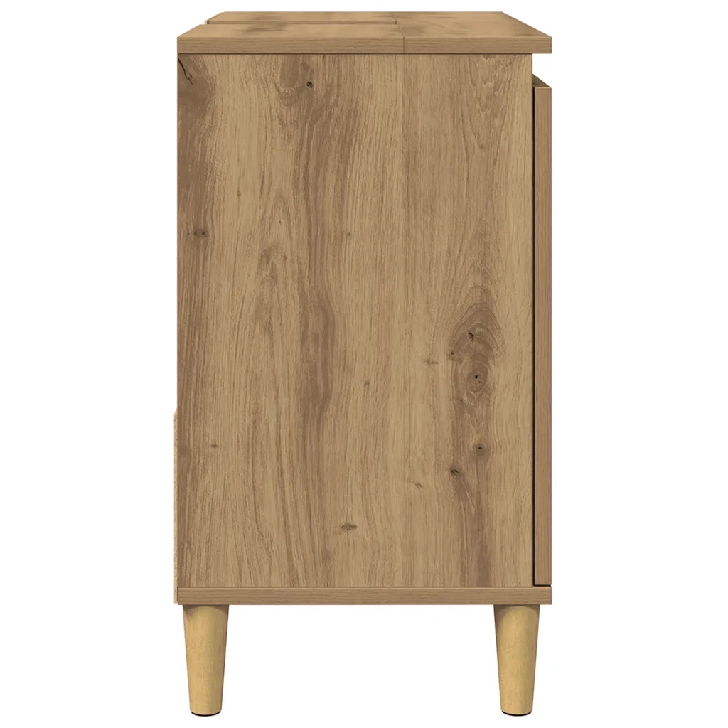 Mobiletto lavabo artigianale in rovere con vano contenitore funzionale 65 x 33 x 60 cm legno di rovere composito 02_0051047