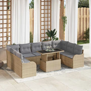 Set Divano da Giardino 10 pcs Beige Rattan in Polipropilene