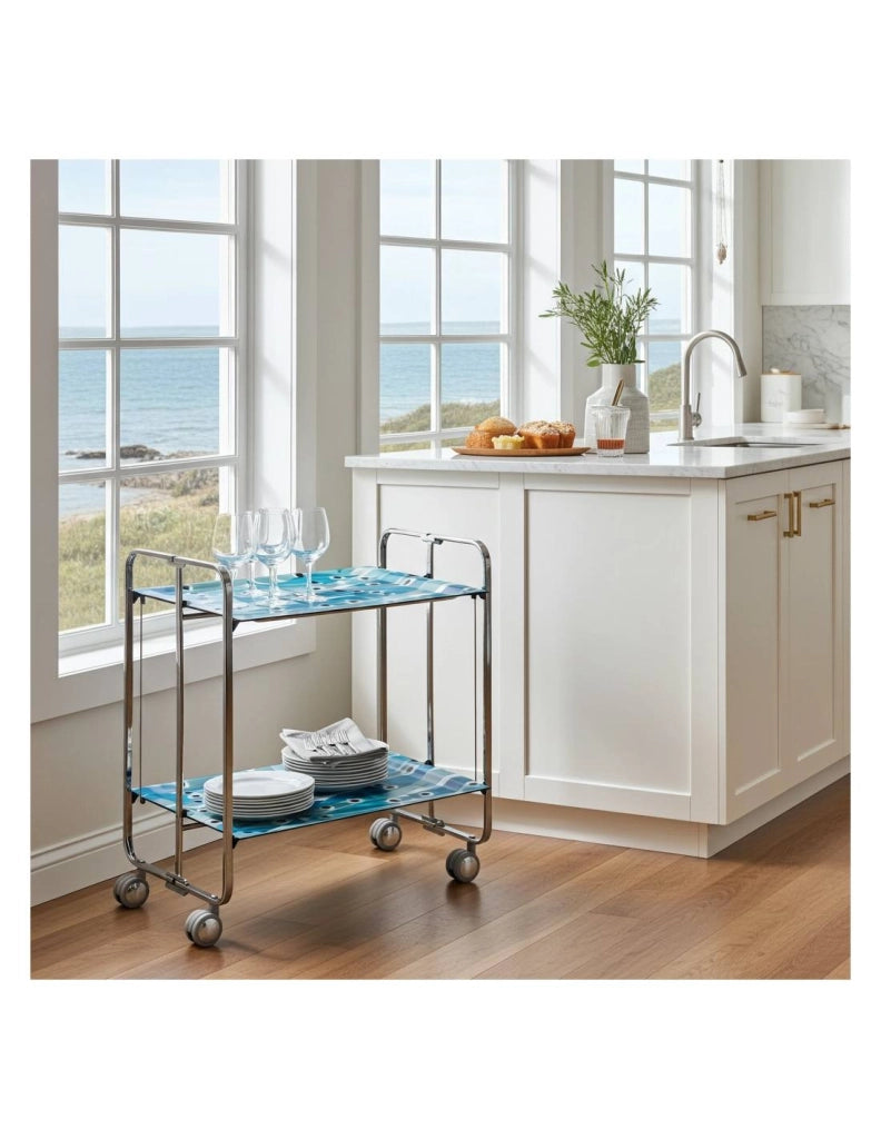 Carrello da cucina pieghevole cromato con ruote BAUHAUS 2 ripiani