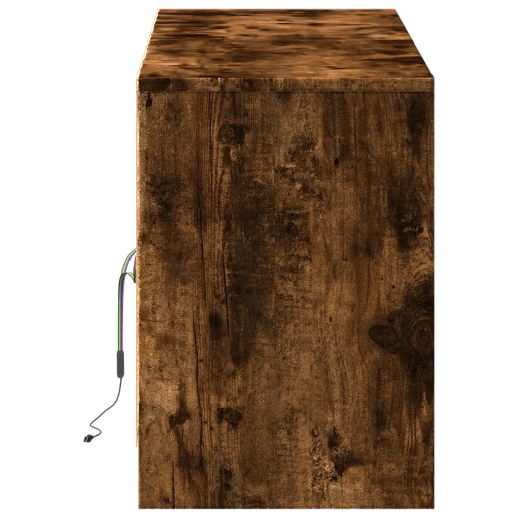 Mobile Porta TV con LED Rovere Fumo 139,5x34x50cm in Truciolato