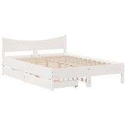 Letto matrimoniale | Letto per adulti | Giroletto con Cassetti Bianco 150x200 cm Legno Massello di Pino
