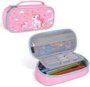 Etui con grande capacità, contenitore per articoli da ufficio, contenitore per scuola, contenitore per studente, adulto, scuola, ufficio (singolo strato, cavallo rosa)
