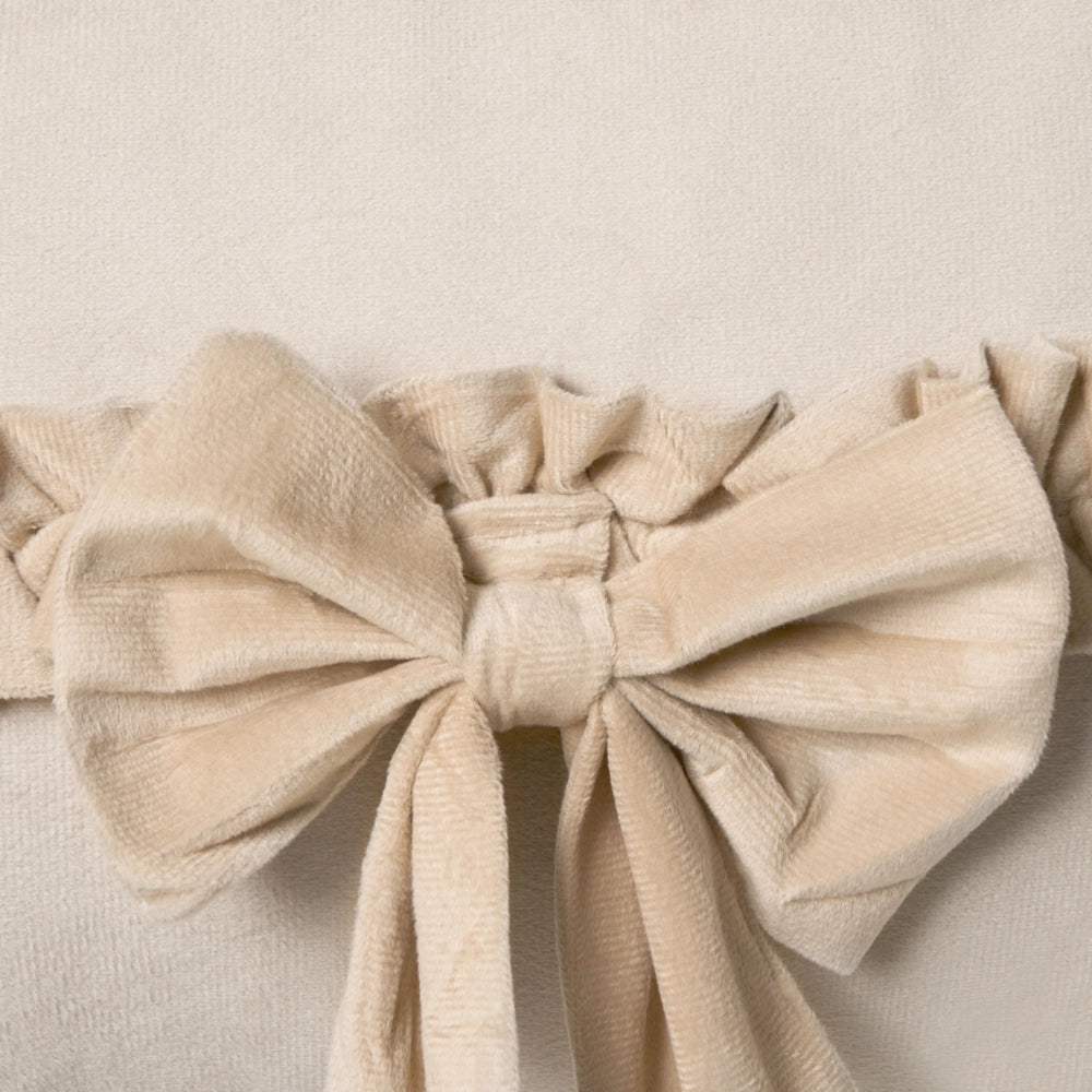 Set di 2 cuscini decorativi in velluto beige chiaro con motivo a fiocco 50 x 30 cm Accessorio decorativo