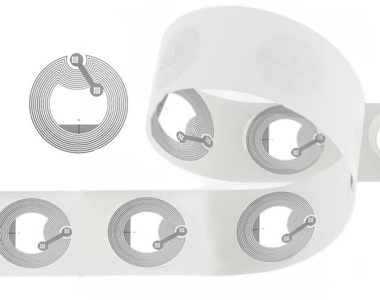Etichette NFC 60 pezzi - 25 mm - Chip NTAG213 - 144 byte di memoria - Impermeabili - Adesive autoattaccanti - Materiale PET resistente all'usura - Etichette NFC