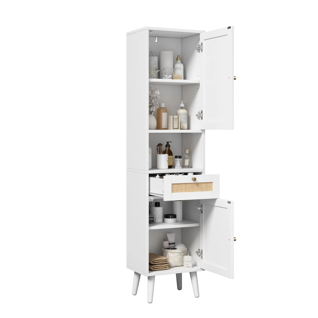 Mobile da bagno con 2 ante reversibili; 1 cassetto e vani aperti; in MDF; bianco