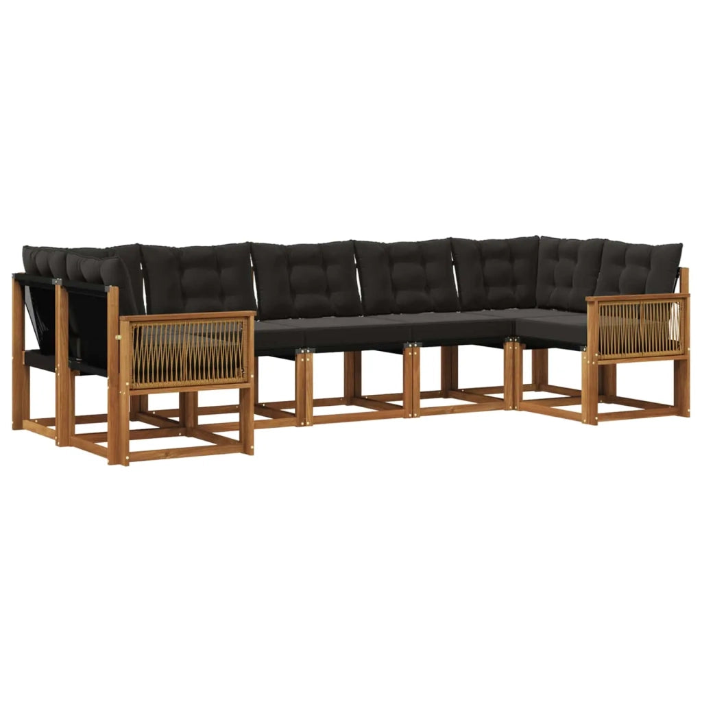 Set di divani da esterno 7 pz Naturale e Nero 3382196