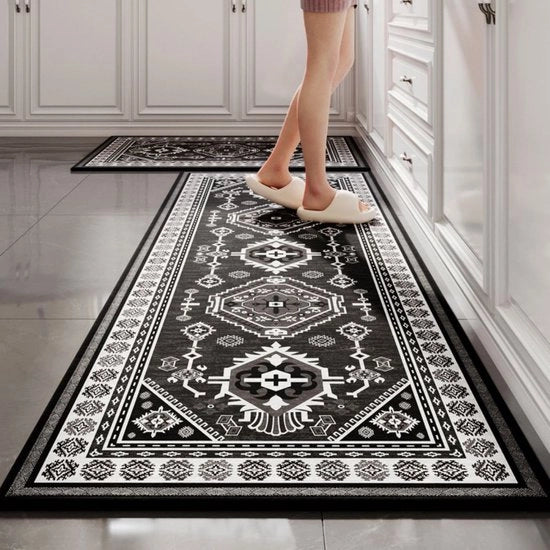 Mat keuken, lavabile, antiscivolo, tessuto keuken, tappeto vetrino resistente al grasso, mat keuken, tappeto pavimento, per davanti allo scarico, soggiorno (45 x 150 cm) - Fondotondo di gomma in lana di cotone - Grigio - 45x150cm