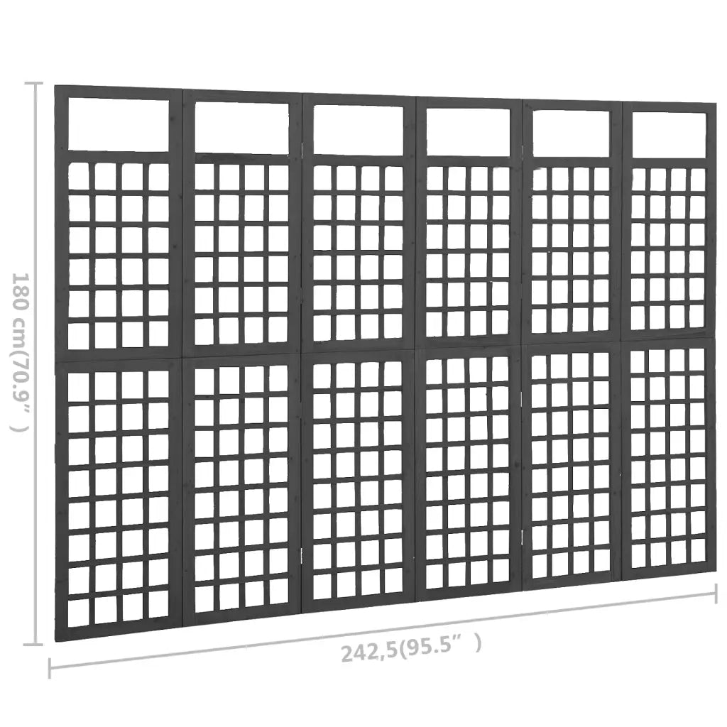 Divisorio Ambienti | Divider per stanze | Paravento a 6 Pannelli in Legno di Abete Nero 242,5x180 cm