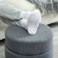 Pouf Rotondo in Peluche Teddy, Struttura Metallica Resistente 120 kg, Φ40x45H cm, Grigio scuro