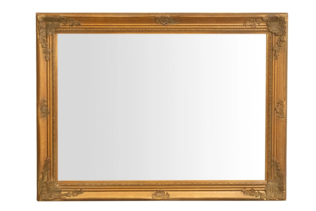 Biscottini Specchio Specchiera da parete e appendere verticale/orizzontale L62xPR4xH82 cm finitura foglia oro anticato.