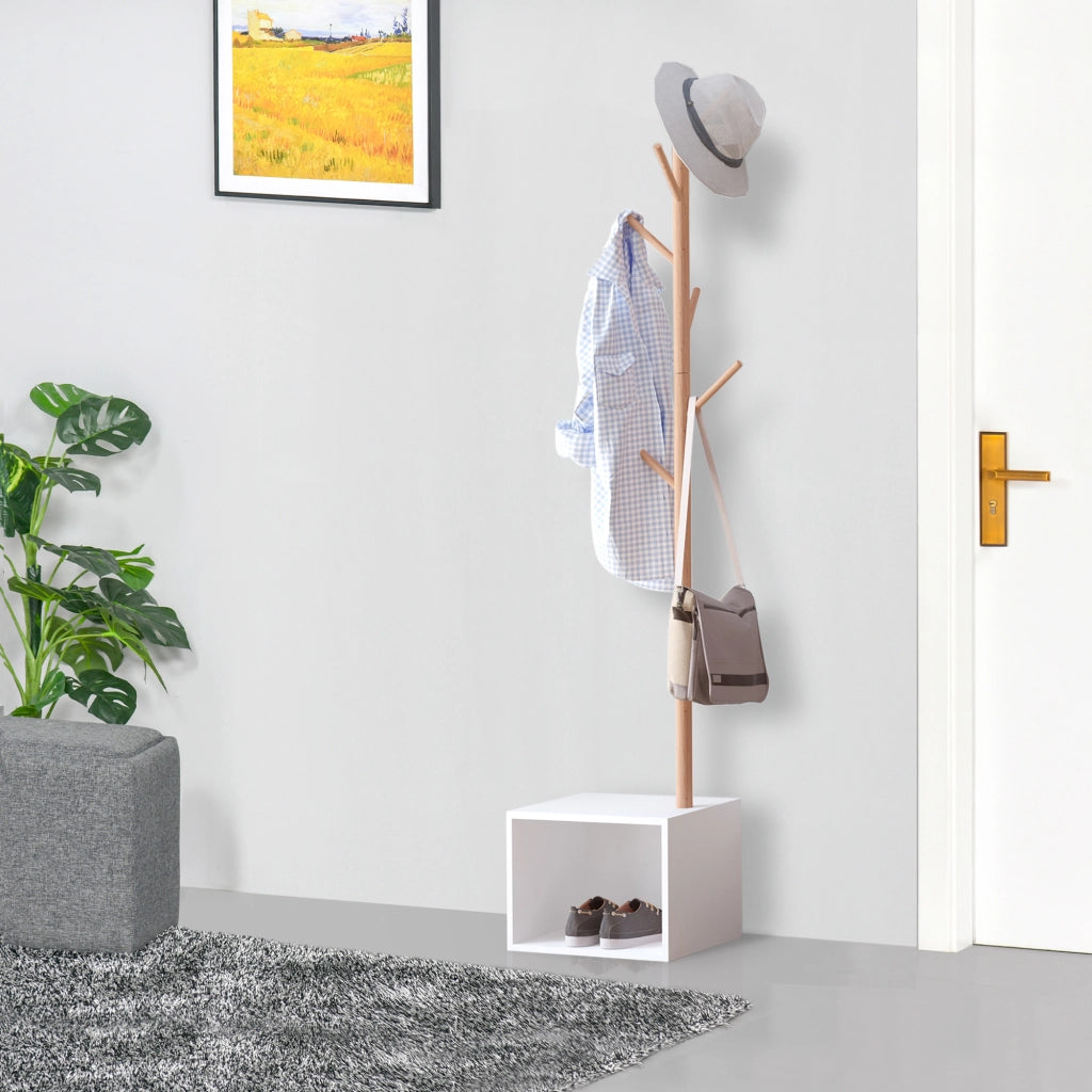 Appendiabiti a colonna con scarpiera ¨C zephmum ¨C bianco 40x30x180 cm