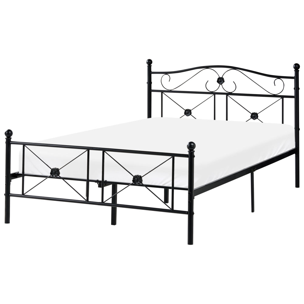 Letto matrimoniale 120 x 200 cm Rete a doghe con struttura in metallo Nero Retro