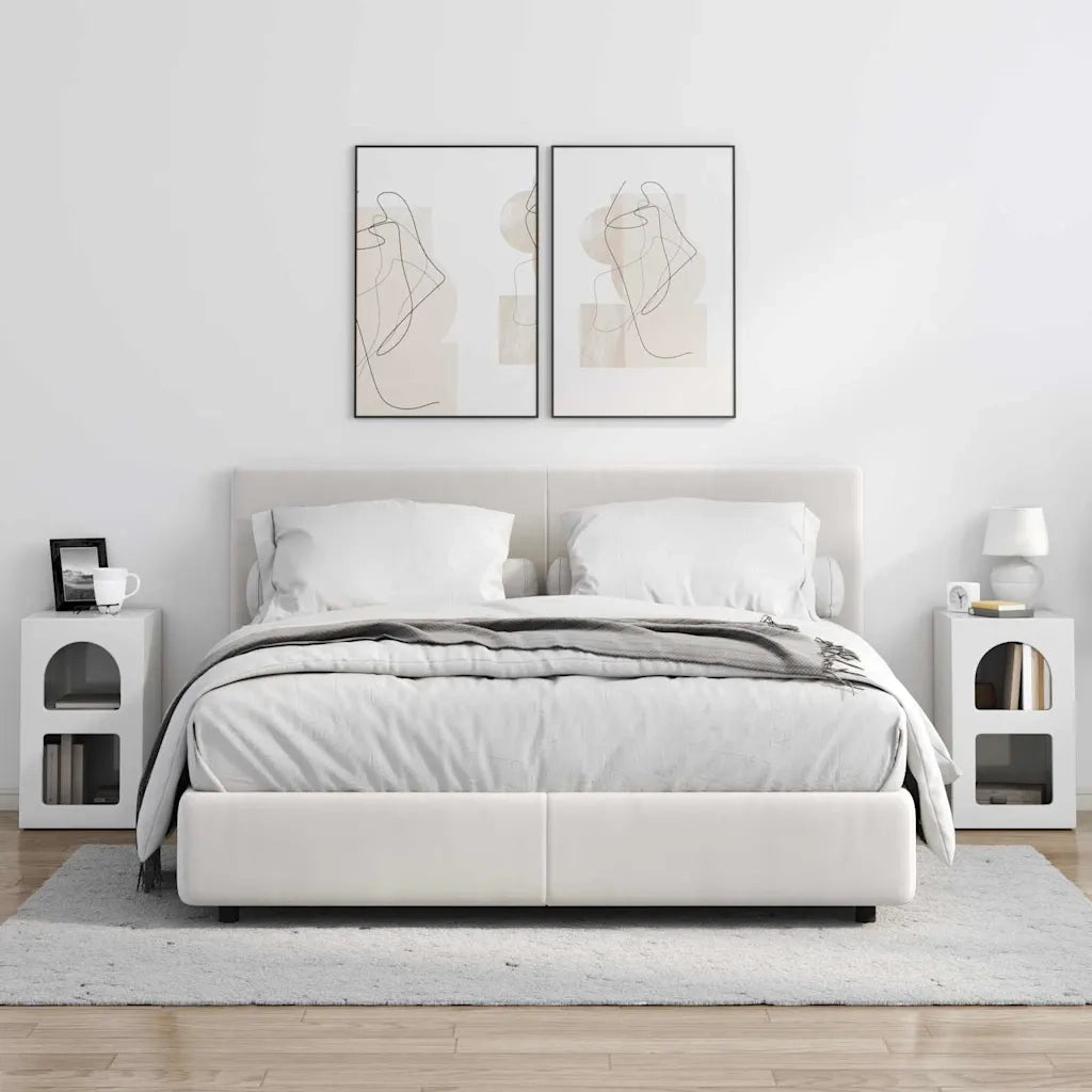 Set di 2 Comodini | Armadio da Notte | Mobiletto da notte Bianco Lucido 29,5 x 33,5 x 50 cm