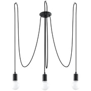 Lampada a sospensione da loft in acciaio nero a 3 luci in nichel EDISON E27 Max 15W LED