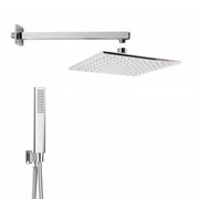 Set doccia completo 3 pezzi in acciaio inox con soffione  25x25 cm braccio doccia e kit doccino in ottone cromo lucido