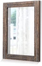 Specchio quadrato rustico per parete con cornice in legno per camera da letto, bagno, soggiorno e ingresso