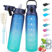 Bottiglia Sportiva BPA Libera con Marcatura del Tempo - 1 Litro di Bottiglia di Acqua Lekvrija per Sport, Scuola e Bicicletta