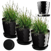 Vaso da fiori KADAX, fioriera, coperchio, 20 cm, supporto per fiori, plastica nera, 3 pezzi.