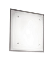 Maggie Plafoniera quadrata in metallo e vetro bianco per illuminazione d'interni, compatibile Smart Luce, attacco E27 2x 60W, 400x400x90mm