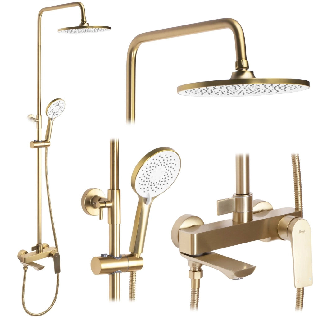 Set Doccia Rea Avalon Gold Brush