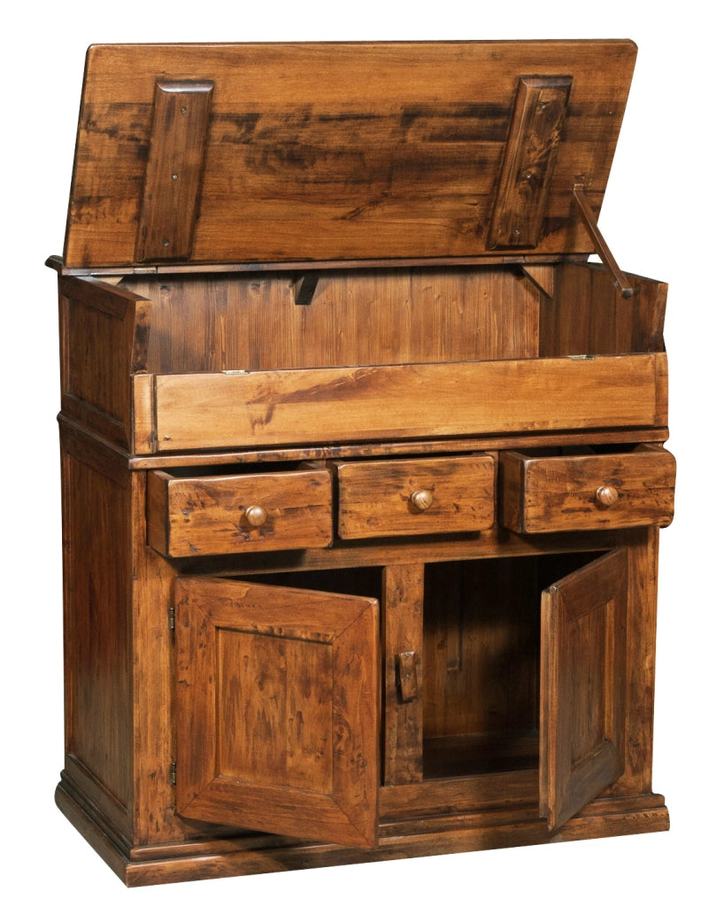Biscottini Madia in legno massello di tiglio finitura noce L100xPR55xH101 cm. Made in Italy