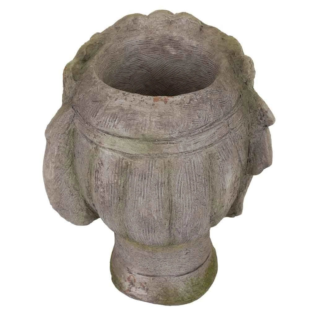 Vaso a forma di testa di Buddha in magnesio 35x28x38 grigio