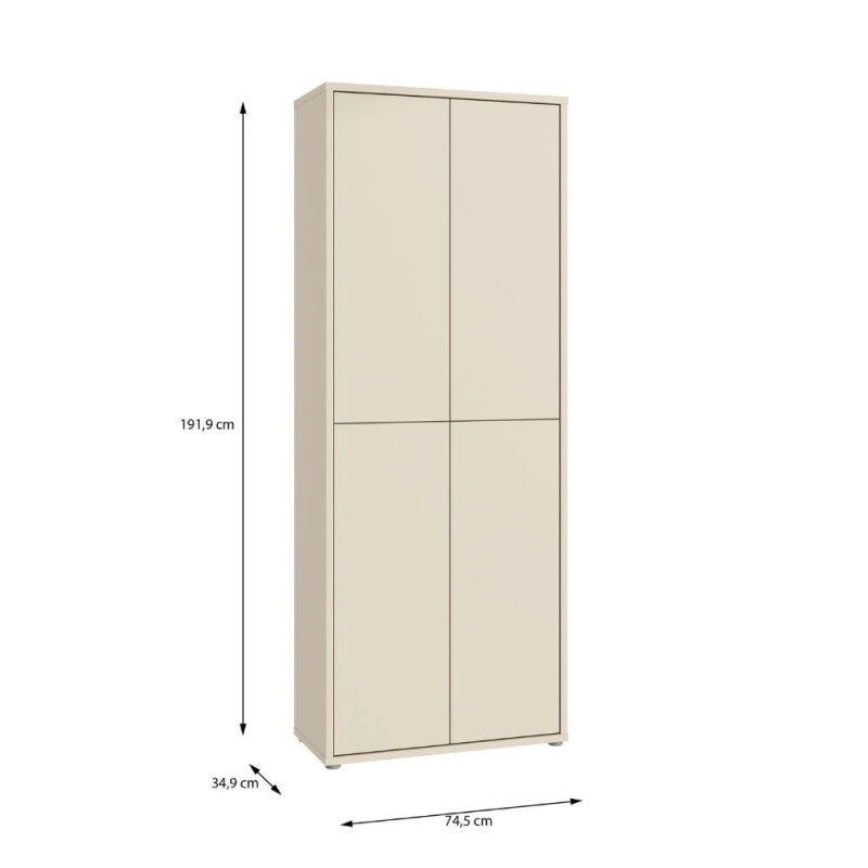 Mobile multiuso Medea 4 ante colore cashmere 74.5x34.9xH 191.9 cm.