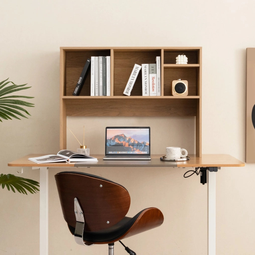 Libreria da scrivania per computer con 4 cubi e scomparto posteriore aperto, Organizzatore di stoccaggio per scrivania Naturale-Scaffali e librerie