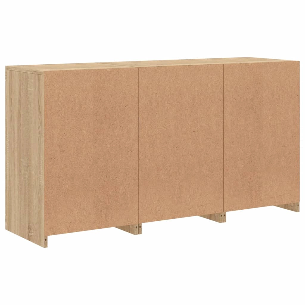 Buffet credenza cassettiera armadio mobile contenitore organizer per cucina soggiorno salotto con luci LED Sonoma 123 x 37 x 67 cm marrone 02_0029937