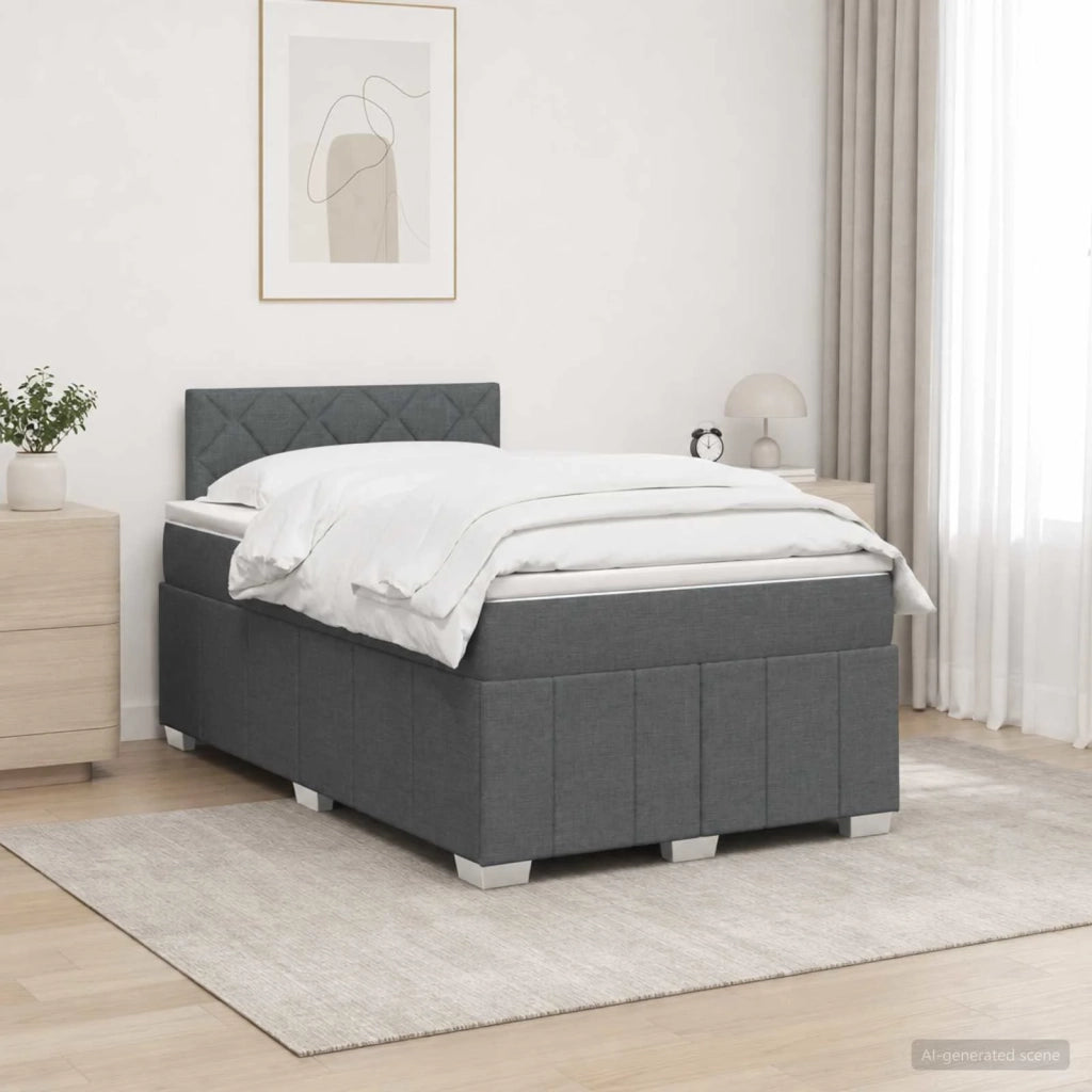 Letto box spring con materasso Grigio Scuro 120 x 190 cm 3452636