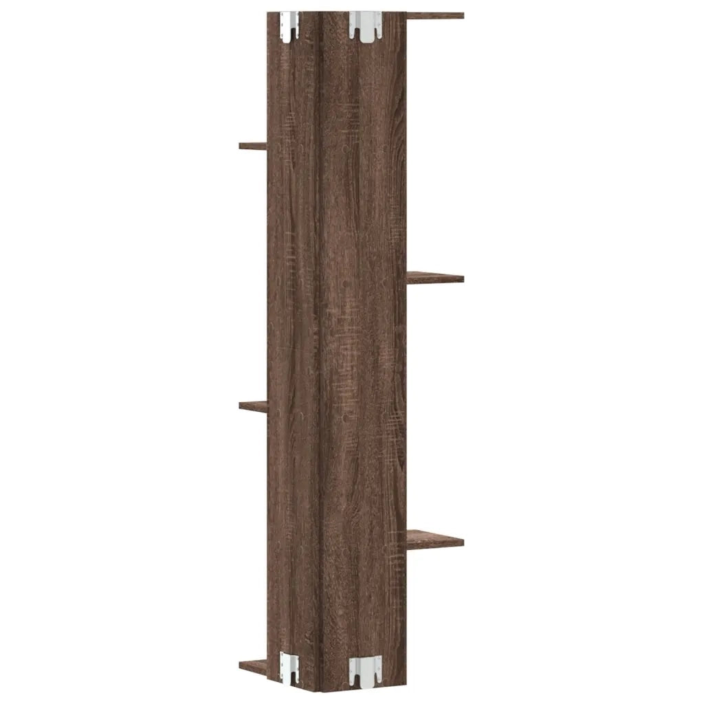 Scaffale Angolare Muro | Mensola a parete Rovere Marrone 36,5x36,5x140 cm Legno