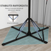 Supporto Sacco Boxe Altezza Regolabile 175-220 cm con 6 Barre di Rinforzo in Acciaio Nero