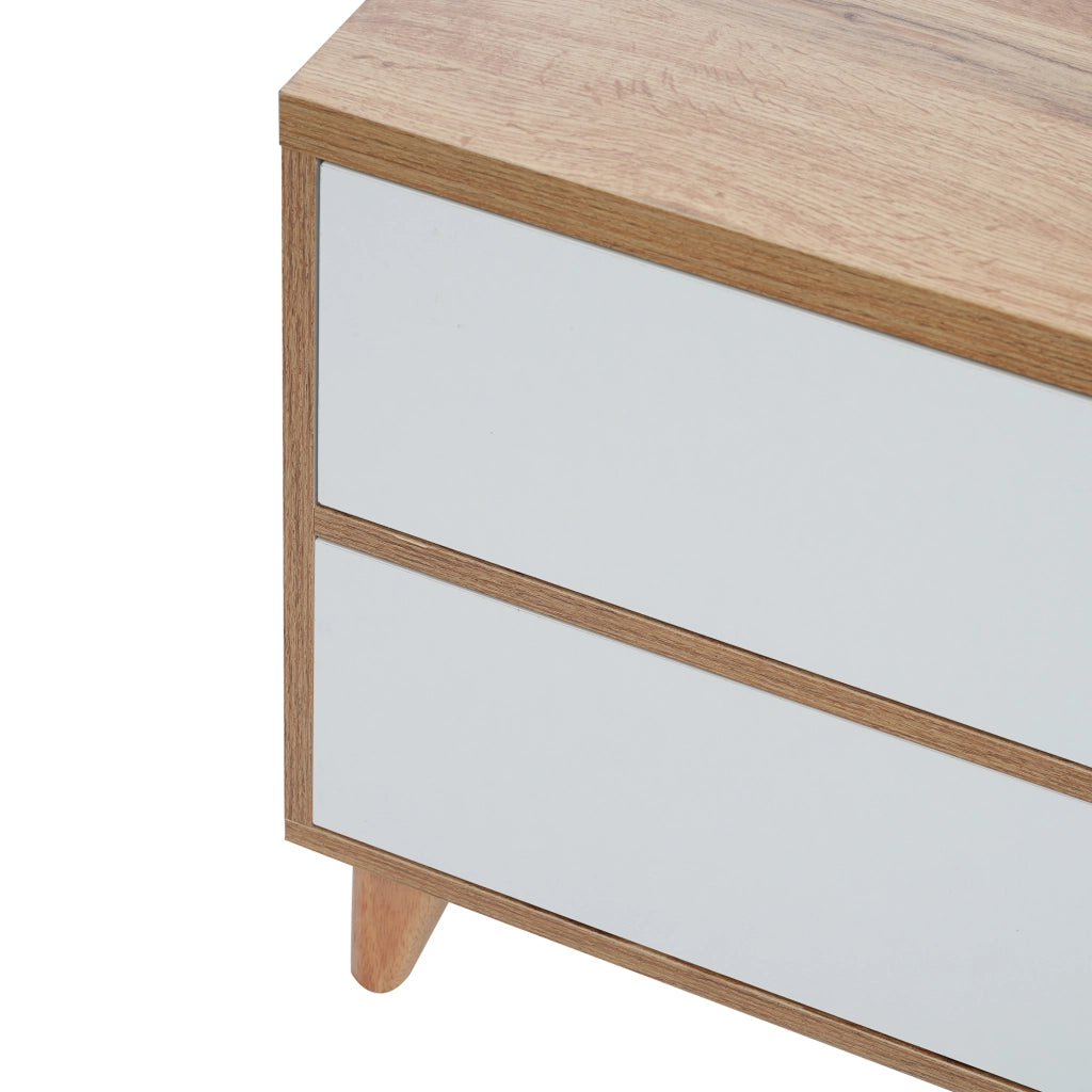 Mobile TV Lowboard ¨C MINIMAL ¨C Bianco e Legno, con Ante e Vani, Stile Country