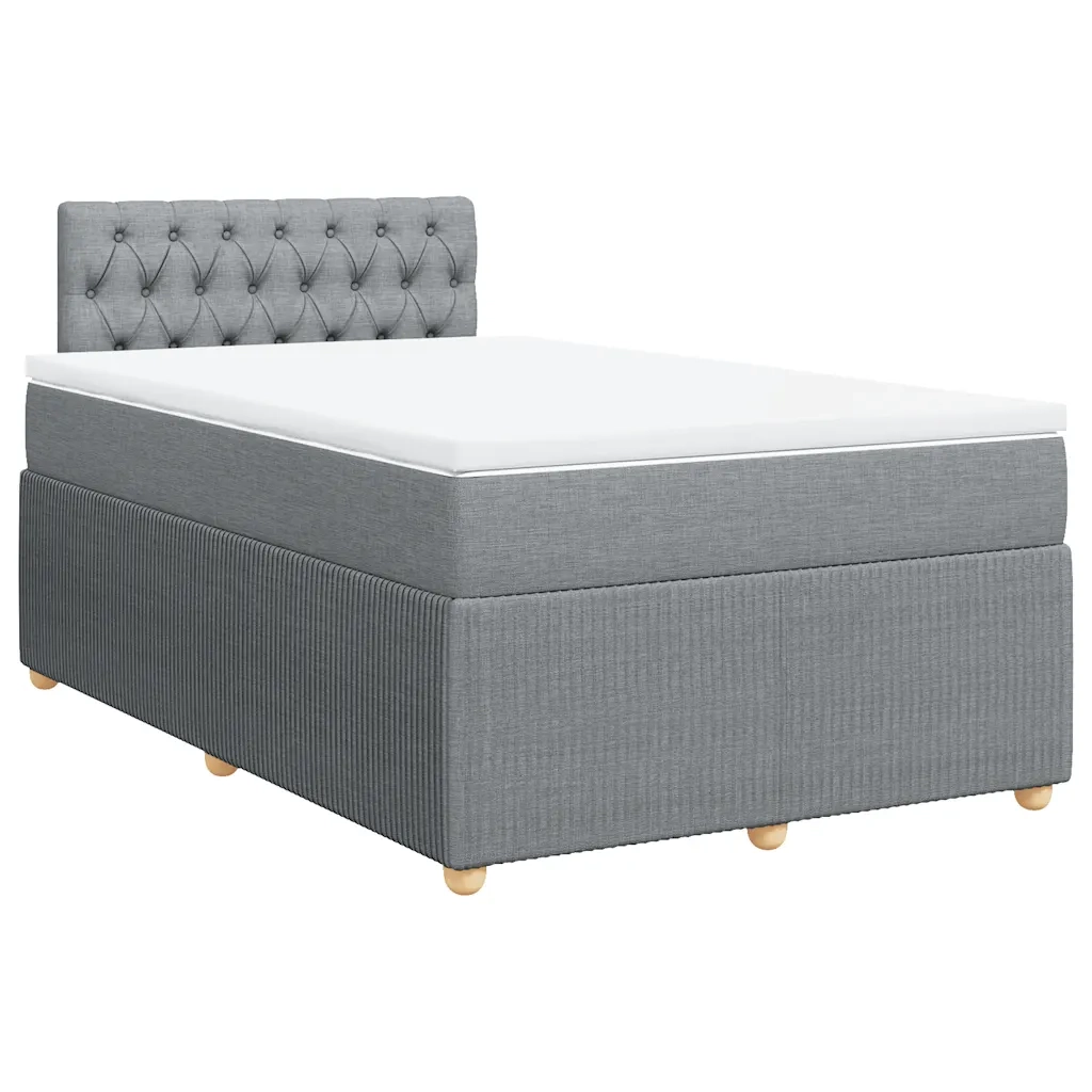 Giroletto a Molle con Materasso Grigio Chiaro 120x190cm Tessuto