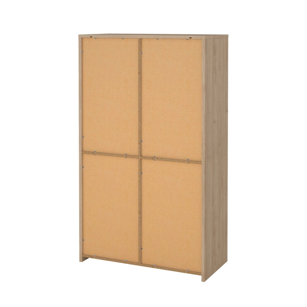 Vetrina Reykjavik, Credenza espositiva, Vetrinetta multiuso, Madia da soggiorno, 100x48 h170 cm, Rovere e Bianco lucido