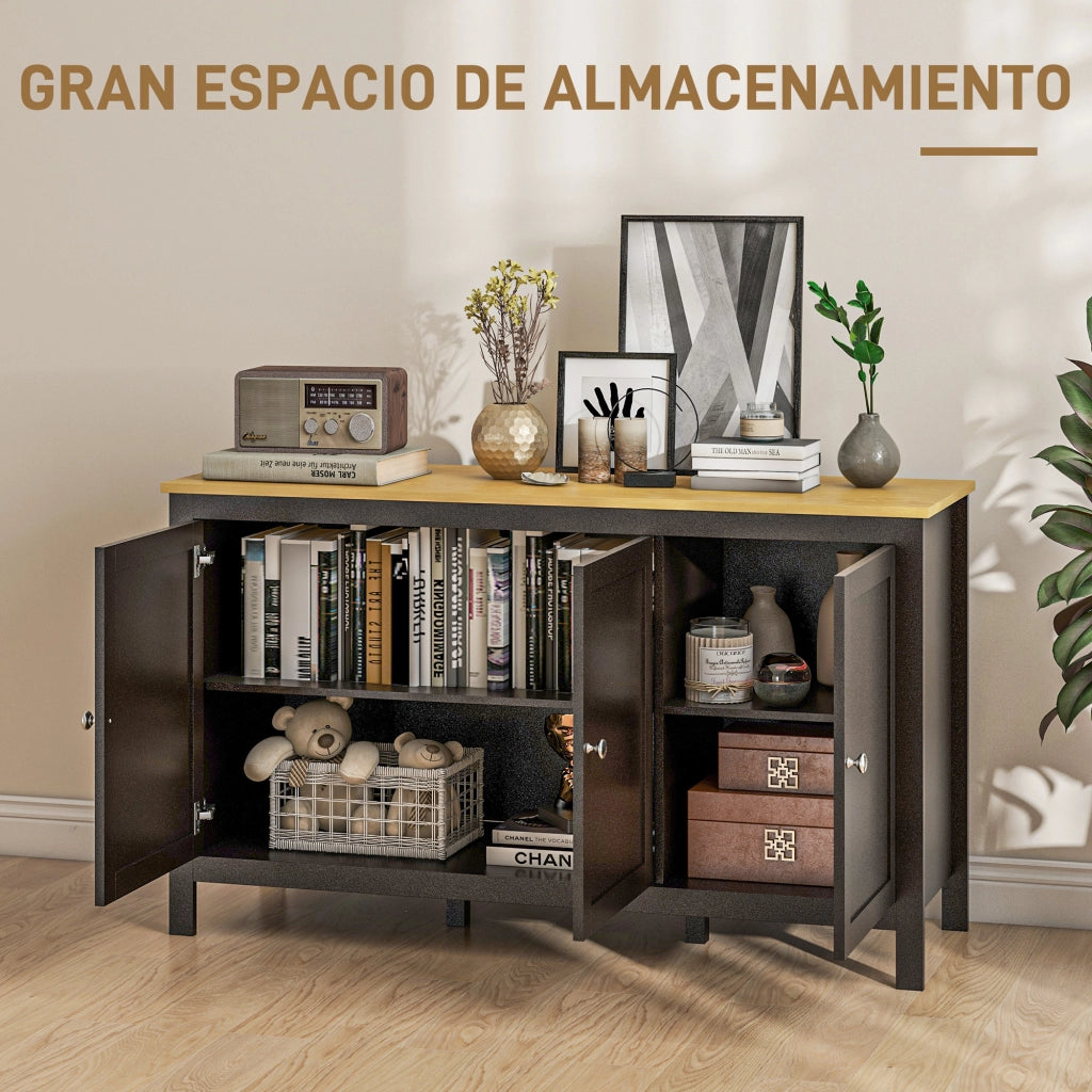 Armadietto 3 ante con ripiani regolabili ¨C Zephmum ¨C Nero 120x40x70 cm