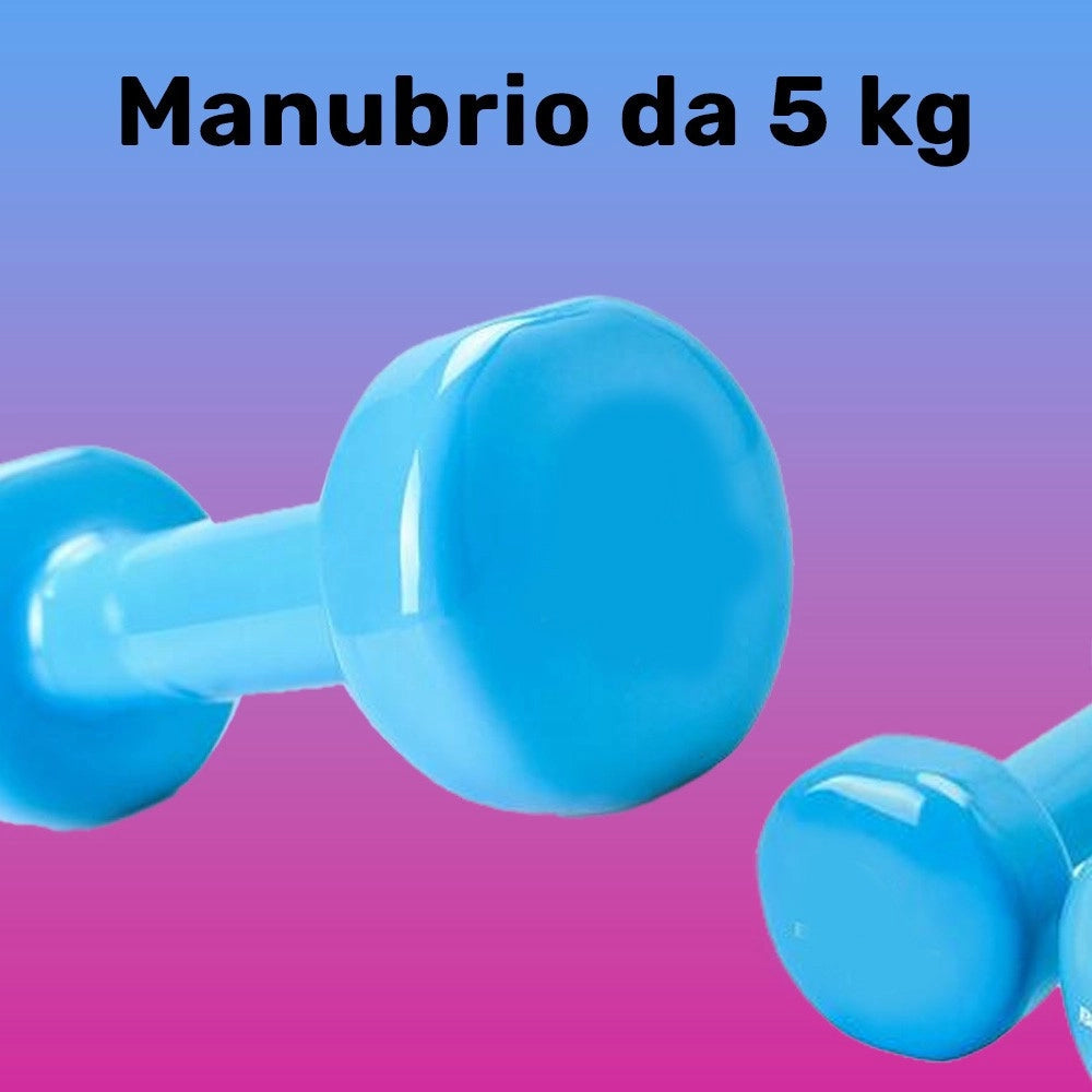 Trade Shop - Manubrio Singolo 5 Kg In Vinile Allenamento Esercizi Casa Palestra Workout Fit -