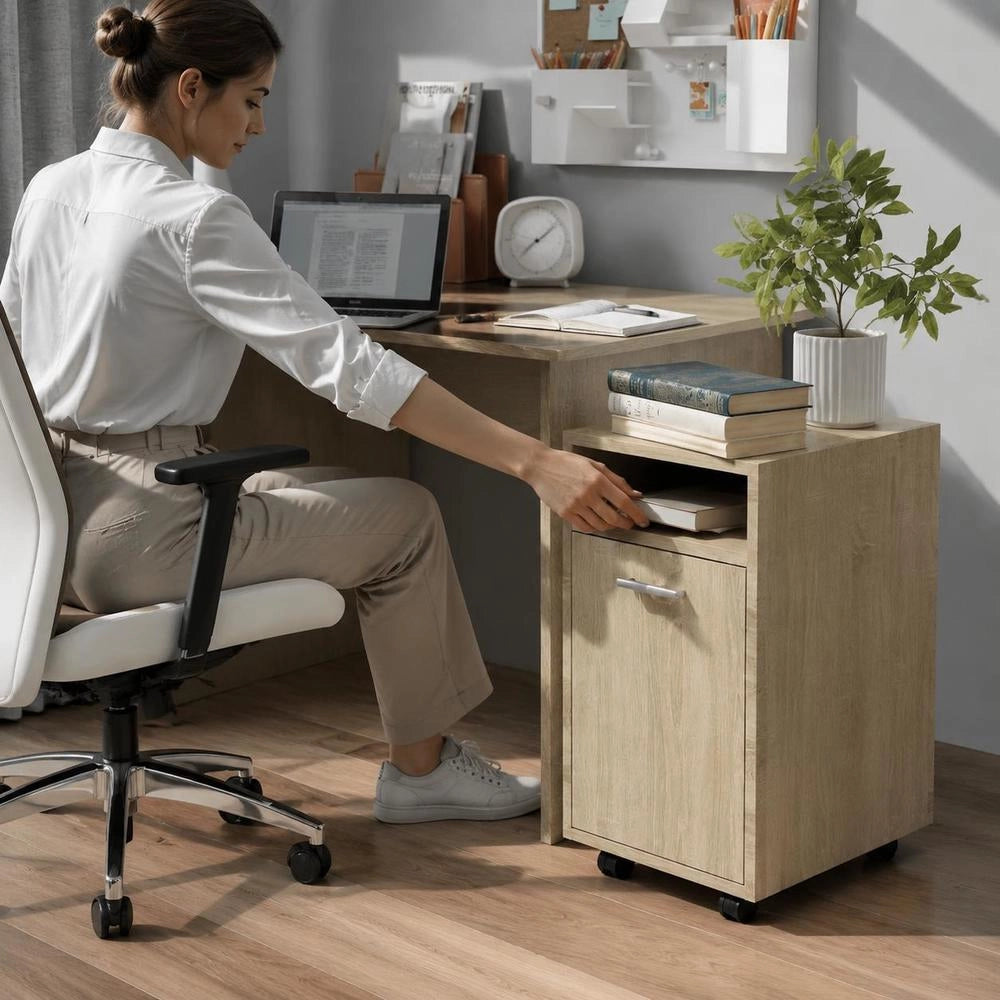 Side Cabinet With Wheels, Sonoma Oak, 33x38x60 Cm