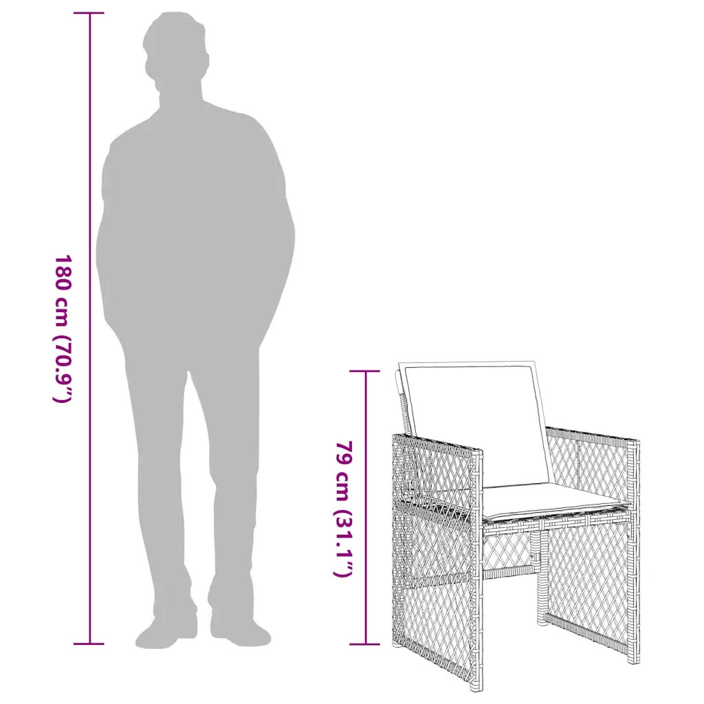 Set Pranzo da Giardino 9pz con Cuscini Grigio Chiaro Polyrattan 3210743